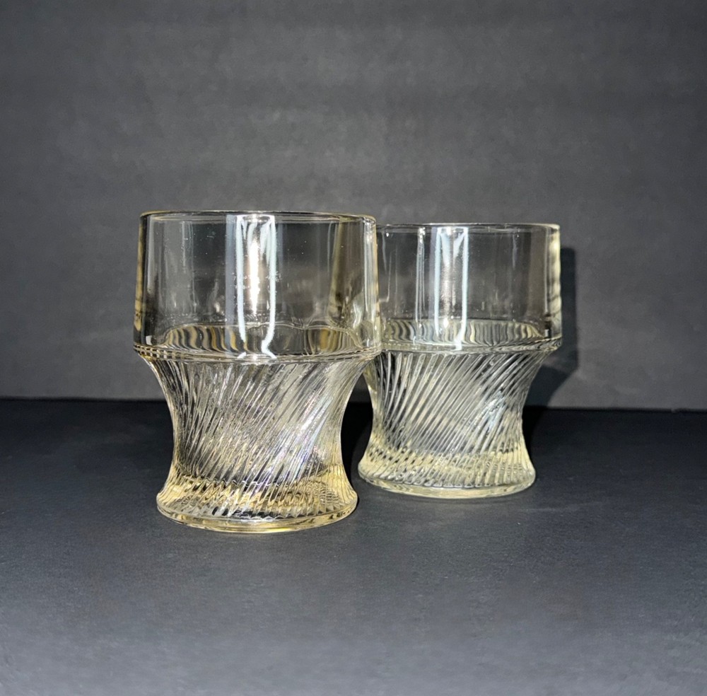 Set of 2 Federal Glass Diana Clear 9 Ounce Flat Tumblers