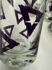 Vintage Mid-Century Modern Highball Glasses, Set of 8, purple Abstract Triangle