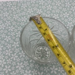 2 Vintage Early American Prescut Glass Star of David 4 1/2” Juice Glasses