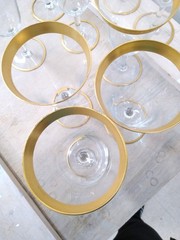 10 Minton Unk17444 Water Goblets 24 Kt Gold Trim 6 3/4″