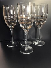 4 Stil Glass Romania Milano Collection Beveled Hand Blown 14 Oz Gold Glasses