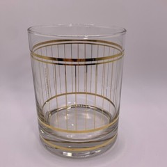 Vintage Culver Gold Vertical Stripe Old Fashioned Lowball Rocks Glass