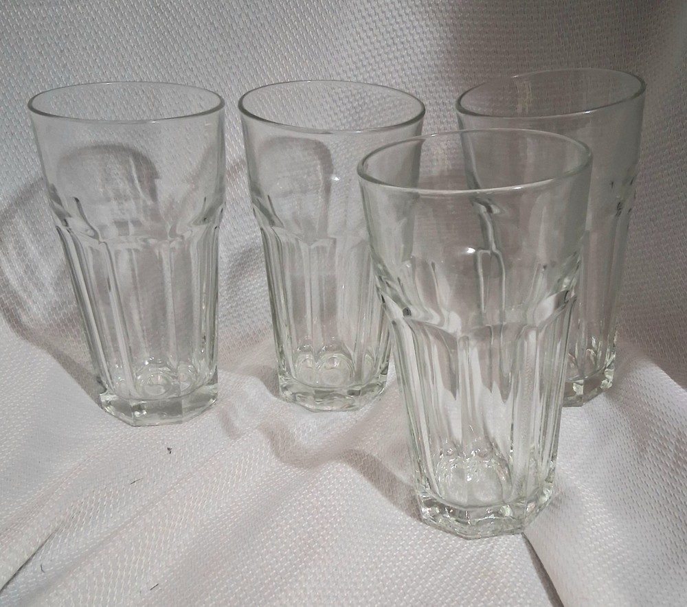 Libbey Heavy Duratuff Gibralter 20oz Clear Tumbler Glasses 7″ Tall 8 Panel (4)