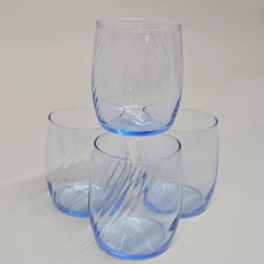 Set of 4 Vintage Libby Optic Swirl Whiskey Tumbler Glasses Light Blue color