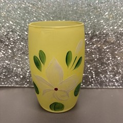 4 Tumblers Gay Fad Bartlett Collins Glasses Hand Painted Flowers Frosted