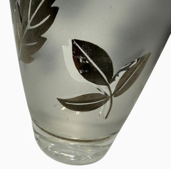 Vintage Libbey Frosted Silver Foliage Oak Leaf Highball Glasses Set of 2 Silver