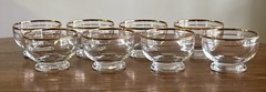 Anchor Hocking Gold Edge & Hairline Set of 8 Vintage MidCentury Low Sherbet Cups