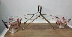 MCM Gay Fad Studios Double Ice Bucket Brass Caddy 22KT Gold Accent Bar Decor