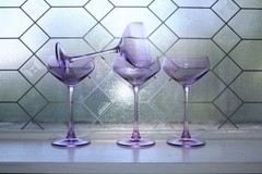 4 Vintage Godinger Lilac Purple Tall Champagne Coupe Glasses