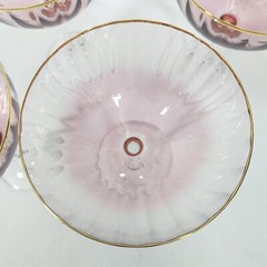 Anthropologie (4) Pink Gold Waterfall Coupe Champagne Wine Glass Ombre 24k Gold