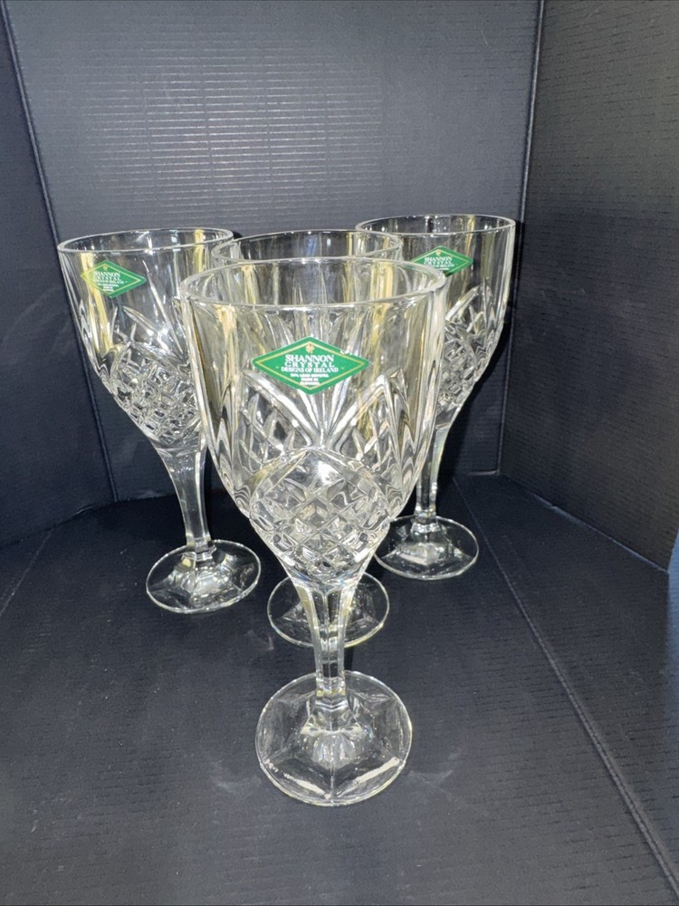 Shannon Crystal Designs of Ireland cut-crystal wine goblets