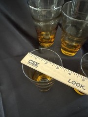 VTG Libbey Tumblers Set 4 Amber Ripple Wave Glasses Farmhouse Kitchen Barware 5”