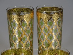 Set of 4 Mid Century Modern Culver Glass Valencia 22kt Gold Highballs c.1962