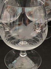 Vintage Crystal Brandy Snifter Glass Etched Game Bird Deer Hunting Set of 5