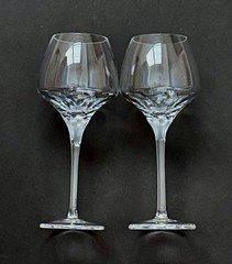 Set of 2 Rogaska Crystal Open Up Wine Glasses Flower Star Frosted Available 4