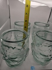 Libbey Frankenstein Face Clear Glass Tumbler Set of 4, 6″ Pressed Glass