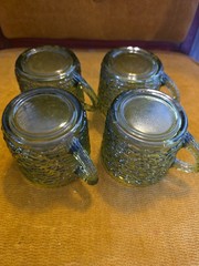 Vintage Anchor Hocking Sereno Cups w/Handle, Avocado Green, Mugs Set of 4