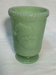 Christmas Holiday Jade Jadeite Jadite Green Glass Santa Tumbler Cup – Mosser USA