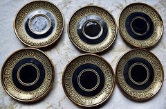 6 Vintage 24K Gold & Black Adis Greek Demitasse Tea or Coffee Set #8982