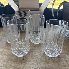4 CRISTAL D’ ARQUES LONGCHAMP LEAD CRYSTAL 5-1/4″ HIGHBALL GLASSES IN BOX
