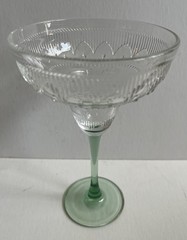 4 Vnt Cristal D’Arques-Durand Green Stem Sombrero Margarita Glasses 1990s France