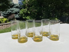 Libbey Crisa Pinched Thumb Print Impressions Sunshine Yellow glasses (6 in Set)