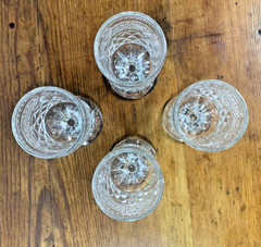 4 Sparkling Vtg Anchor Hocking Wexford 5.5″ Water Wine Goblets Diamond Pattern