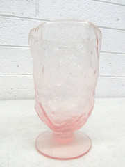 Seneca Glass Pink Clear Driftwood Crinkle 5″ Footed Tumbler Glasses Set of 4