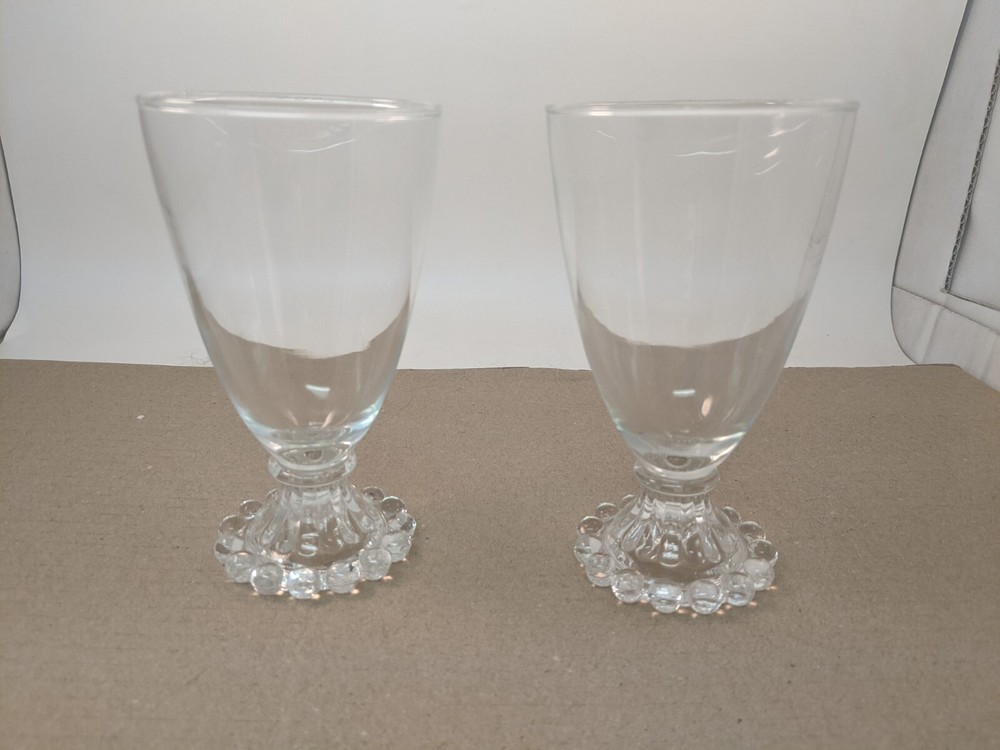 Vtg Pair (2) Anchor Hocking Crystal Bubble Boopie 5 1/2″ Water Wine Goblets 9 oz