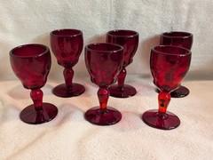 New Martinsville *MOONDROPS RED* Set Of 6 Cordial Glasses – Beautiful!