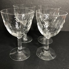 4 Fostoria SPINET Water Glasses 6 1/4″ Tall Dots Leaves MCM Vintage