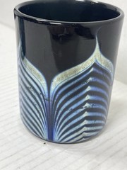 2 Steven Correia Black Iridescent Pulled Feather Double Old Fashioned Glasses