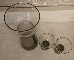 MCM Decanter and cordial glasses smoke brown