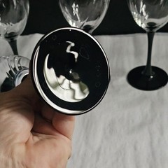 Vintage Luminarc France Domino Gothic Black Stem Wine Glass Set Of 8