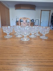 Anchor Hocking Wexford Champagne/Tall Sherbet 3 5/8″ Diamond Glass VTG Set of 8