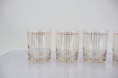 Culver Devon Gold Stripe Rocks Glasses Set of 4 Vintage MCM Barware