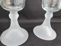 Vintage Tiara Exclusive Clear Glass Lord’s Last Supper Wine Goblets – Set of 2