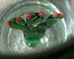 Los Cabos Mexico Hand Blown Cactus Tequila Shot Glass Green Rim Souvenir Shooter