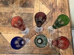 6 Ajka Multicolor Crystal Champagne glasses