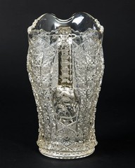 EAPG Clear Pressed Glass Water Pitcher Hobstar & Daisy Pattern Applied Handle