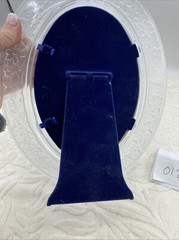 J.G. Durand Flora Crystal Frosted Glass Etched Oval Frame France 1990s 5X7