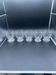 Vintage Etched Glass Egg Cups Footed Cordial Glasses Set of 5 Floral Scroll
