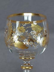 Antique Josephinenhutte White Enamel Raised Gold & Platinum Hock Wine Roemer