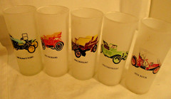 Lot of 5 Hazel Atlas Frosted Car Glasses (SKU# 1790)