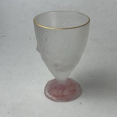 Christina SALUSTI Fossil Glass Pink Footed Cordial Tumbler 3.5”, Signed 1997