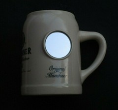 PAULANER Original Munchner HELL Beer Stein WITH MIRROR Paulaner Munchen RARE