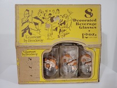 ​Vintage Brockway Glassware Mushroom Tumblers 12oz Set of 8 Original Box Retro