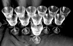 Vintage French Crystal Wine Glass Complete Set Of 12- – 2 Sizes Marked France