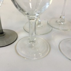 Silver Wine Glass Clear Mirror Smoke Gray Table Glass Stemware Stem Vtg Lot of 6