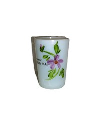 Clambroth opalescent Souvenir of Springfield, Illinois Hand painted Violets